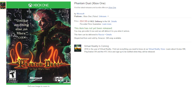 Страница с эксклюзивной игрой Phantom Dust для Xbox One появилась на Amazon