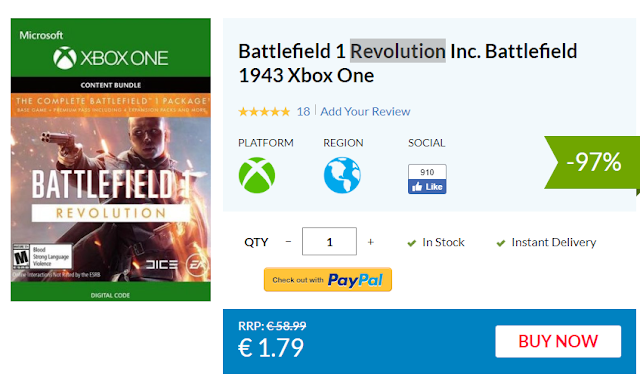 Полное издание Battlefield 1 и Battlefield 1943 можно купить для Xbox One со скидкой в 97% за 130 рублей: с сайта NEWXBOXONE.RU