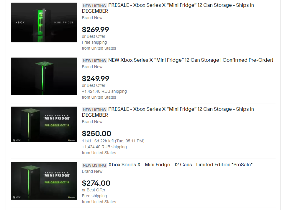 Предзаказы на мини-холодильники Xbox Series X уже продают на Ebay по завышенным ценам: с сайта NEWXBOXONE.RU