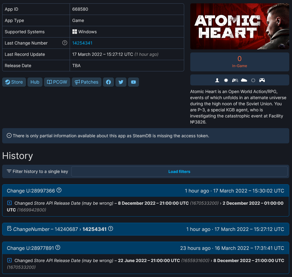 Atomic Heart может выйти в начале декабря, дату релиза обнаружили в Steam