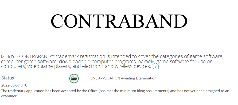 Microsoft trademarks new game Contraband