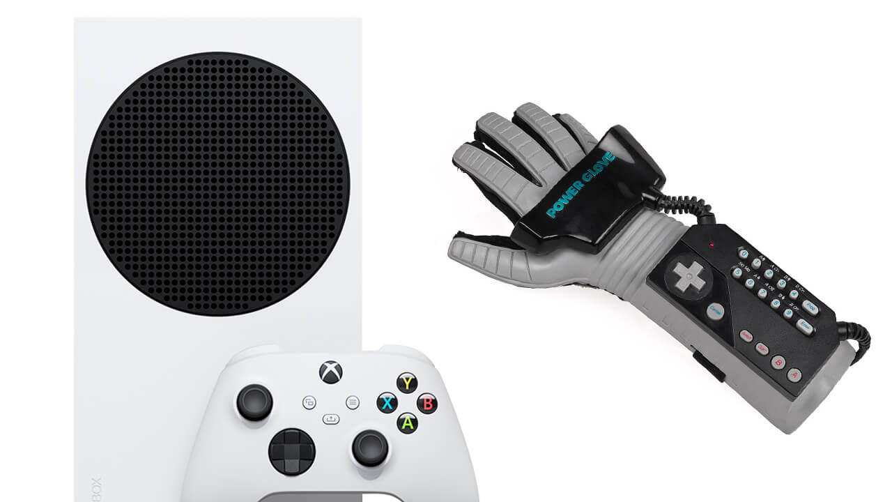 Игрок использовал Nintendo Power Glove в качестве контроллера Xbox Series S