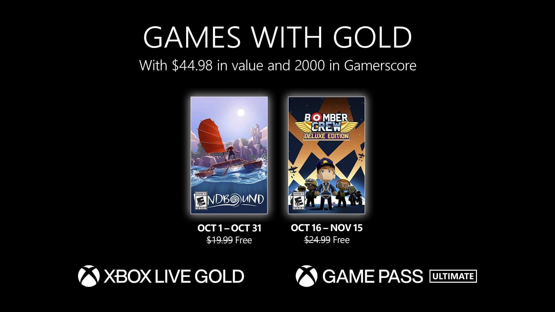 Список бесплатных игр по программе Games With Gold на Xbox в октябре