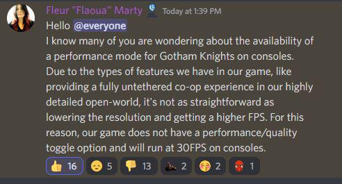 Официально: В Gotham Knights на Xbox Series X | S и Playstation 5 будет только 30 FPS