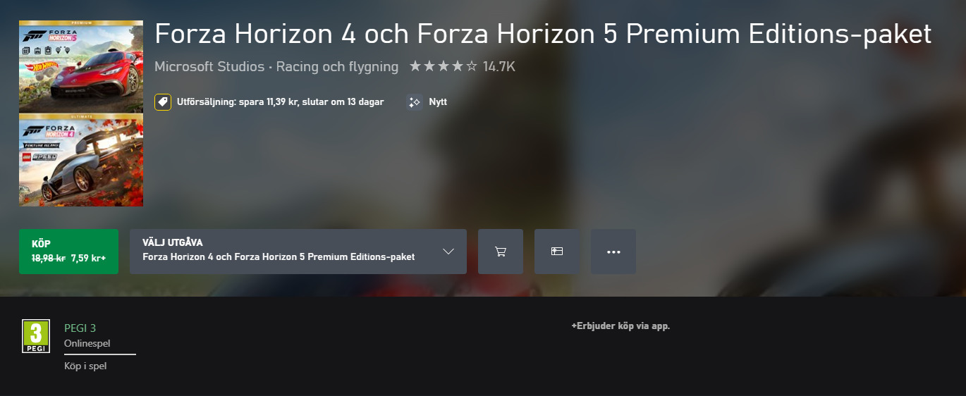 Набор Forza Horizon 4 + Forza Horizon 5 и все DLC для двух игр можно купить за 20 рублей (UPD)