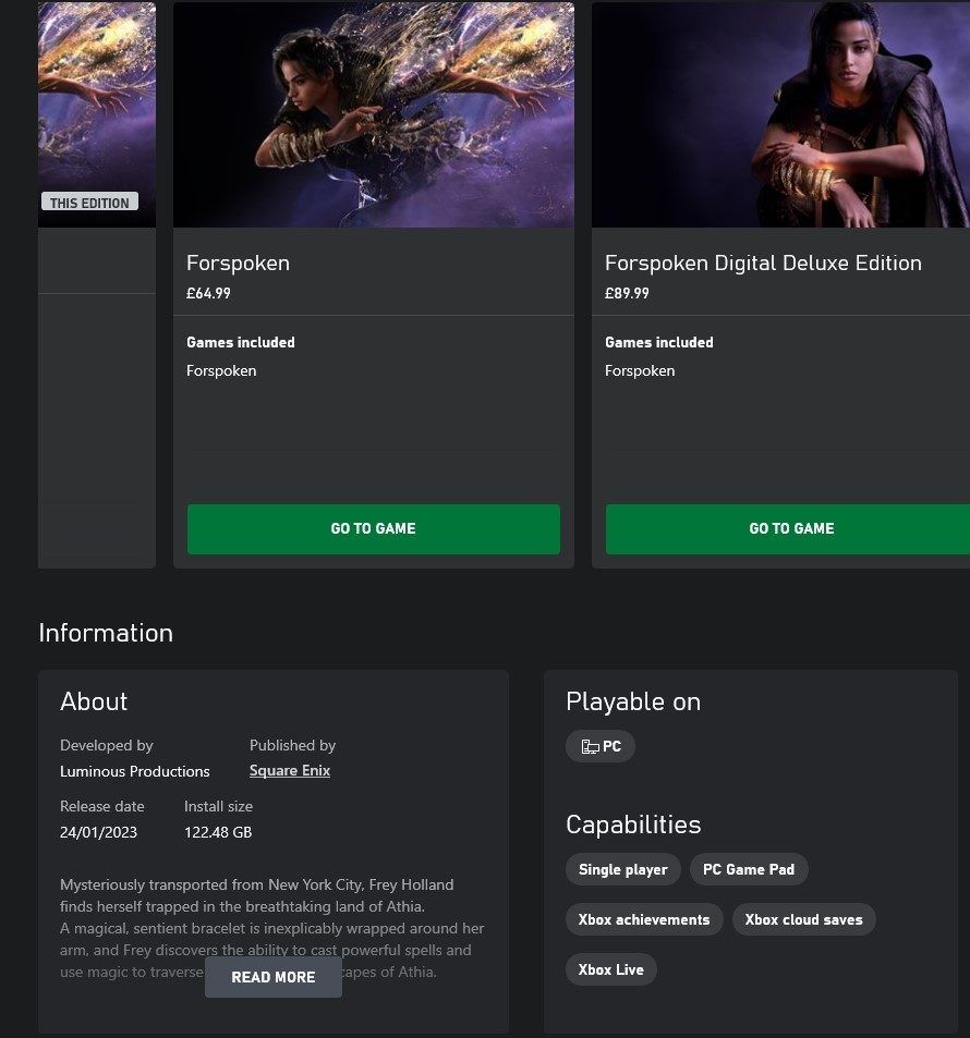 Forspoken получит поддержку достижений Xbox и других функций Xbox Live в день релиза: с сайта NEWXBOXONE.RU