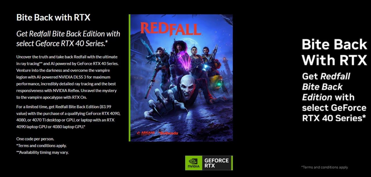 Redfall в версии Bite Back Edition получат бесплатно покупатели GeForce RTX 40: с сайта NEWXBOXONE.RU