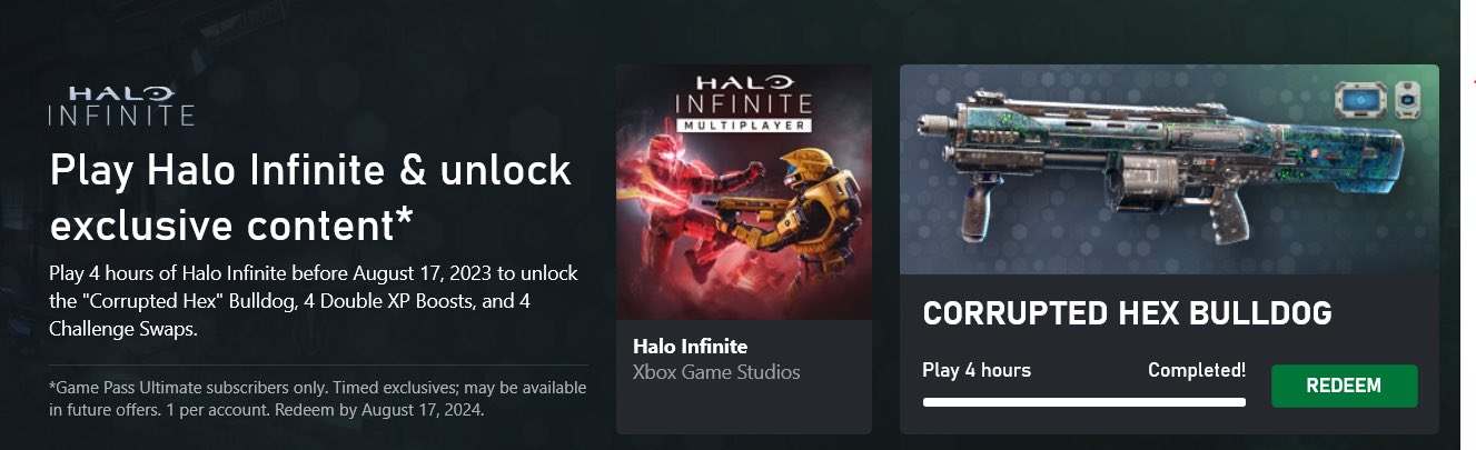 В Halo Infinite можно получить бонусы по Game Pass, если поиграть в нее 4 часа: с сайта NEWXBOXONE.RU