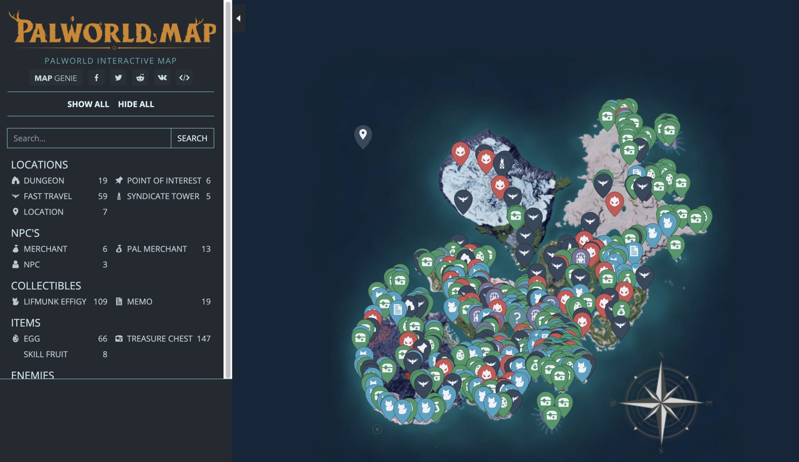 Интерактивная карта Palworld стала доступна в сети: с сайта NEWXBOXONE.RU